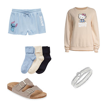 Character Sweatshirt, Shorts, Mixit Socks & Arizona Sandals