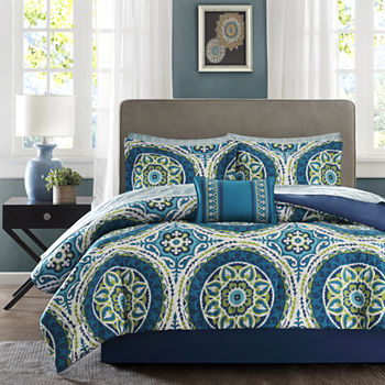 Madison Park Essentials Odisha  Antimicrobial Medallion Complete Bedding Set with Sheets