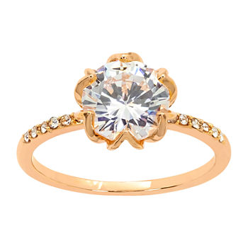 Sparkle Allure Cubic Zirconia 18K Rose Gold Over Brass Engagement Ring