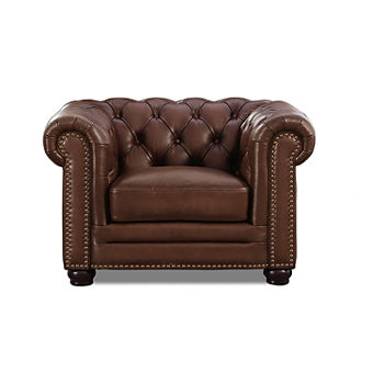 Aliso Leather Upholstery Collection Roll-Arm Chair