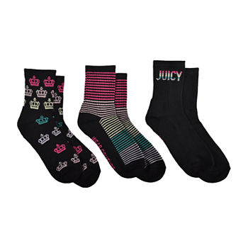Juicy By Juicy Couture 3 Pair Crew Socks Womens