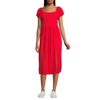 Arizona Juniors Short Sleeve Gingham Midi Maxi Dress