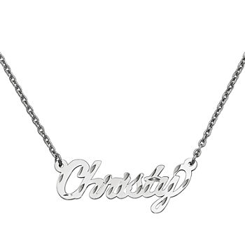 Personalized 14x37mm Diamond Cut Name Necklace