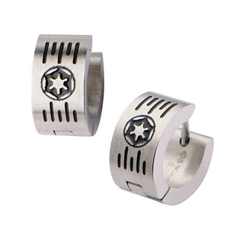 Star Wars® Stainless Steel Galactic Empire Cog and Grate Logo Hoop Earrings