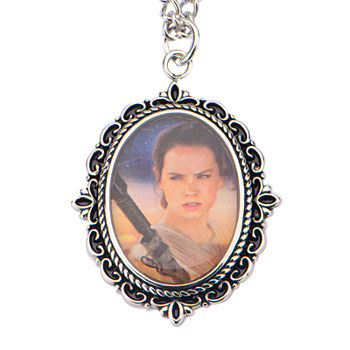 Star Wars® Stainless Steel Rey Cameo Pendant Necklace