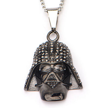 Star Wars® Black IP Stainless Steel Darth Vader Pendant Necklace