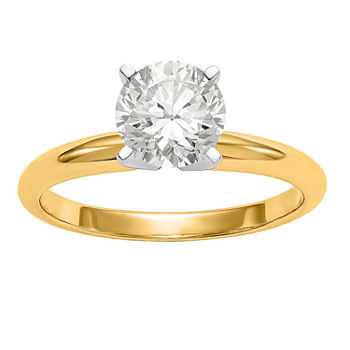 Womens 3/8 CT. T.W. White Moissanite 14K Gold Round Solitaire Engagement Ring
