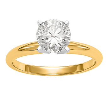 Womens 3/4 CT. T.W. White Moissanite 14K Gold Round Solitaire Engagement Ring