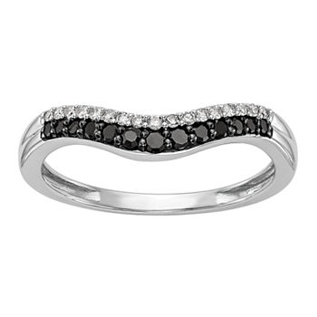 1/5 CT. T.W. Genuine Multi Color Diamond 14K White Gold Curved Wedding Band