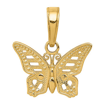 Womens 14K Gold Butterfly Pendant