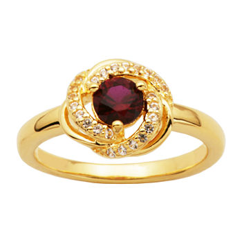 Womens Lab Created Red Ruby 18K Gold Over Silver Cocktail Ring