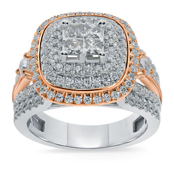 Womens 1 3/4 CT. T.W. Genuine White Diamond 14K Two Tone Gold Engagement Ring