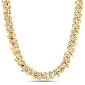 Womens 2 CT. T.W. Genuine White Diamond 18K Gold Over Silver Tennis Necklaces