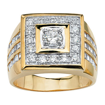 Mens 2 1/5 CT. T.W. White Cubic Zirconia 14K Gold Over Brass Round Fashion Ring