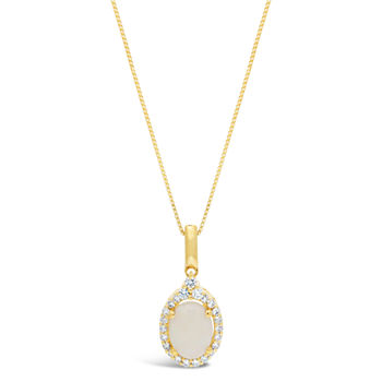 Womens 1/6 CT. T.W. Genuine White Opal 10K Gold Pendant Necklace
