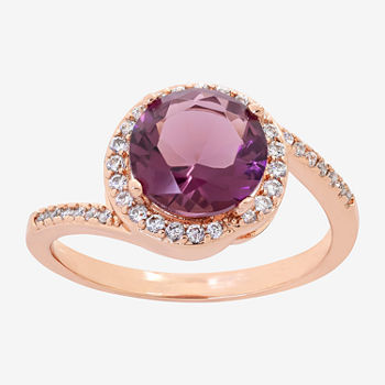 Sparkle Allure Cubic Zirconia 18K Rose Gold Over Brass Round Bypass  Halo Cocktail Ring