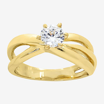 Sparkle Allure Cubic Zirconia 14K Gold Over Brass Round Engagement Ring
