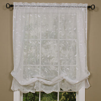 Hathaway Embroidered Sheer Rod Pocket Single Curtain Panel