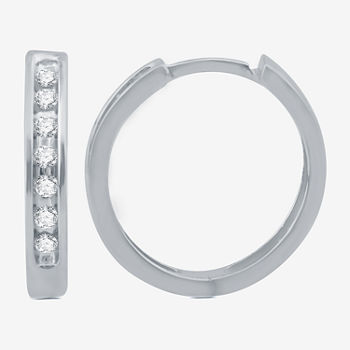 1/6 CT. T.W. Genuine White Diamond 10K White Gold 16.3mm Hoop Earrings