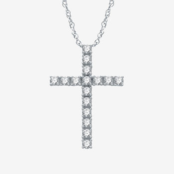 Womens 1/2 CT. T.W. Genuine White Diamond Sterling Silver Pendant Necklace
