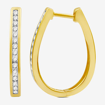 1/2 CT. T.W. Genuine White Diamond 14K Gold Over Silver 23.8mm Hoop Earrings