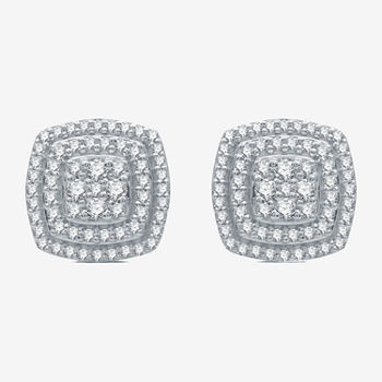1/2 CT. T.W. Genuine White Diamond Sterling Silver 9.8mm Stud Earrings