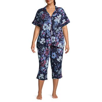 Liz Claiborne Womens Plus 2-pc. Short Sleeve Capri Pajama Set