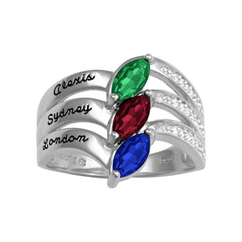 Artcarved Personalized 17.5MM Multi Color Stone 10K Gold Band