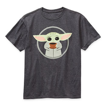 Disney Mandalorian Little & Big Boys Crew Neck Star Wars Short Sleeve Graphic T-Shirt