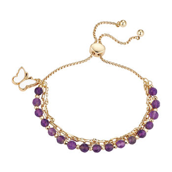 Footnotes Amethyst 8 Inch Cable Butterfly Bolo Bracelet
