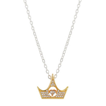 Disney Classics Cubic Zirconia 18 Inch Cable Crown Princess Pendant Necklace