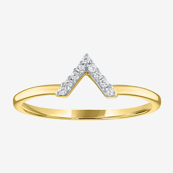 Diamond Addiction Chevron Womens Diamond Accent Genuine White Diamond 10K Gold Delicate Stackable Ring