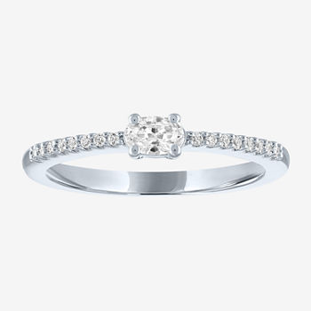 Diamond Addiction Womens 1/4 CT. T.W. Lab Grown White Diamond 10K White Gold Solitaire Stackable Ring