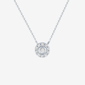 Diamond Addiction Womens 1/10 CT. T.W. Lab Grown White Diamond 10K White Gold Round Pendant Necklace
