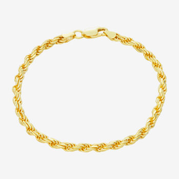 Made In Italy 14K Gold Over Silver 8 Inch Solid Rope Chain Bracelet
