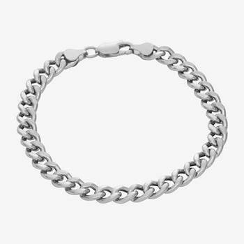 Made In Italy Sterling Silver 8 1/2 Inch Hollow Cuban Chain Bracelet