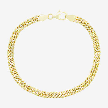 Made In Italy 14K Gold Over Silver 8 Inch Solid Cuban Chain Bracelet