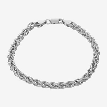 Made In Italy Sterling Silver 8 Inch Hollow Wheat Chain Bracelet