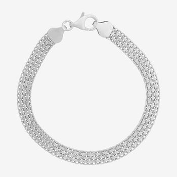Made In Italy Sterling Silver 7.25 Inch Solid Link Chain Bracelet