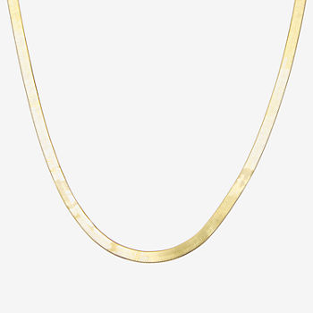 Made In Italy 14K Gold Over Silver 18 Inch Solid Herringbone Chain Necklace