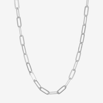 Made In Italy Sterling Silver 18 Inch Solid Paperclip Chain Necklace