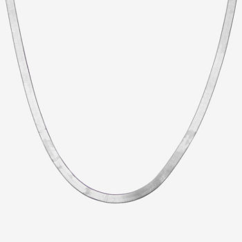 Made In Italy Sterling Silver 18 Inch Solid Herringbone Chain Necklace