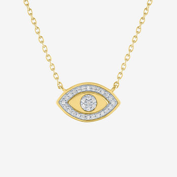 Diamond Addiction Womens 1/10 CT. T.W. Genuine White Diamond 14K Gold Over Silver Evil Eye Pendant Necklace