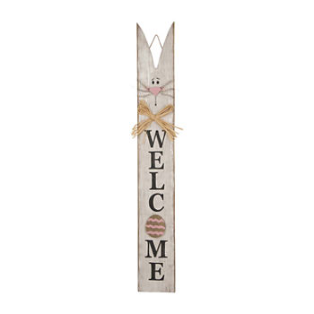 Glitzhome 42h Wooden Easter Welcome Porch Sign Holiday Yard Art