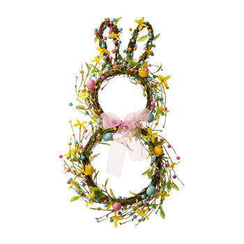 Glitzhome 24.5" Easter Bunny Shaped Personalized Wreath