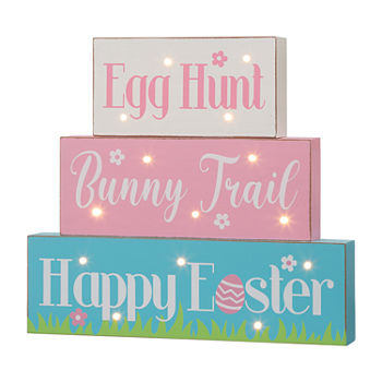 Glitzhome 12" Easter LED Lighted Wooden Word Sign Tabletop Decor
