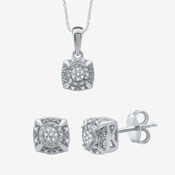 1/10 CT. T.W. Genuine White Diamond Sterling Silver 2-pc. Jewelry Set