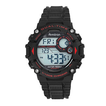 Armitron Pro Sport Mens Chronograph Digital Black Strap Watch 40/8356red