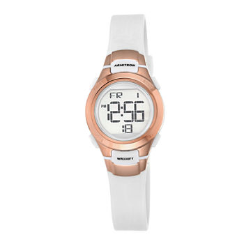 Armitron Pro Sport Womens Chronograph Digital White Strap Watch 45/7012rsg