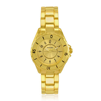 Hampden Womens Gold-Tone Personalized Bracelet Watch